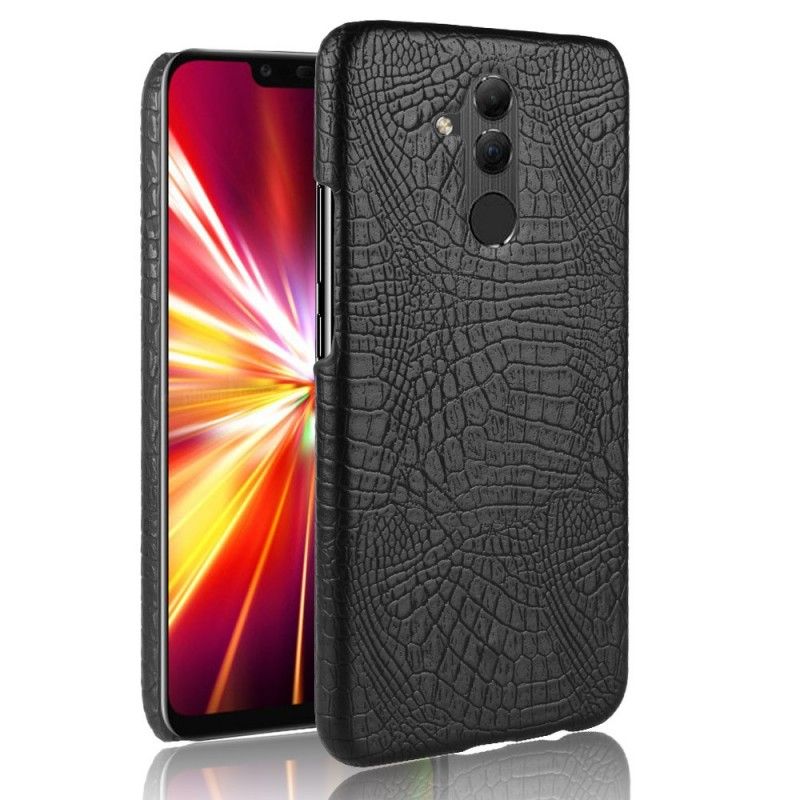 Cover Hoesje Huawei Mate 20 Lite Rood Zwart Telefoonhoesje Krokodillenhuideffect