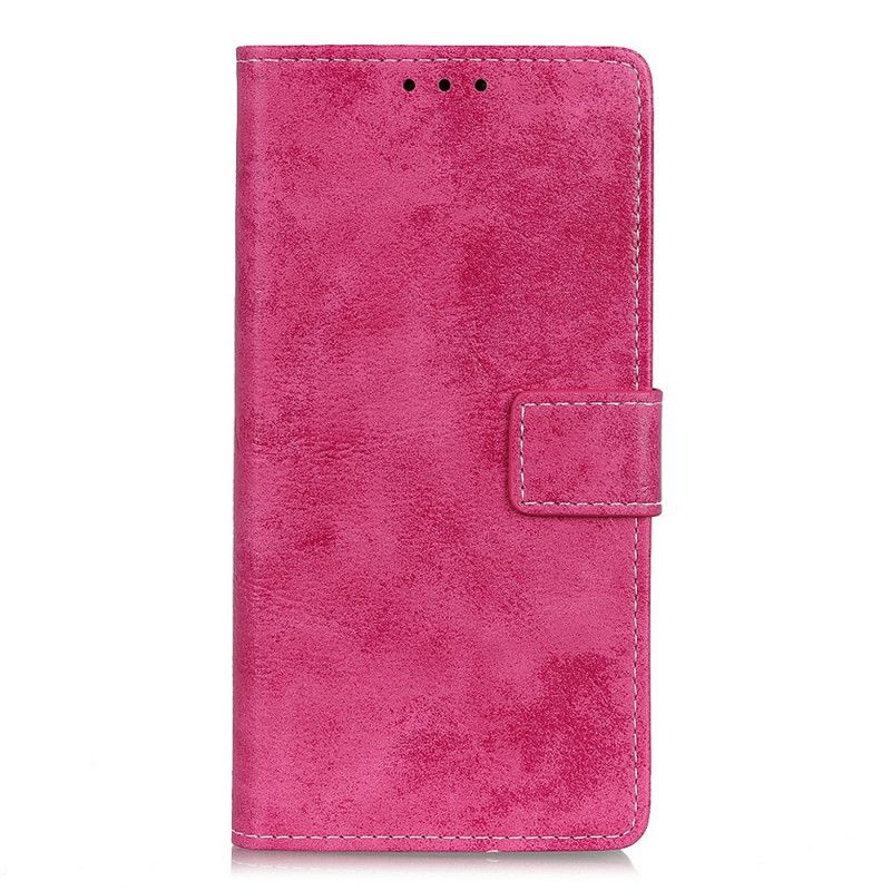 Leren Hoesje voor Alcatel 3 (2019) Magenta Grijs Vintage Leereffect