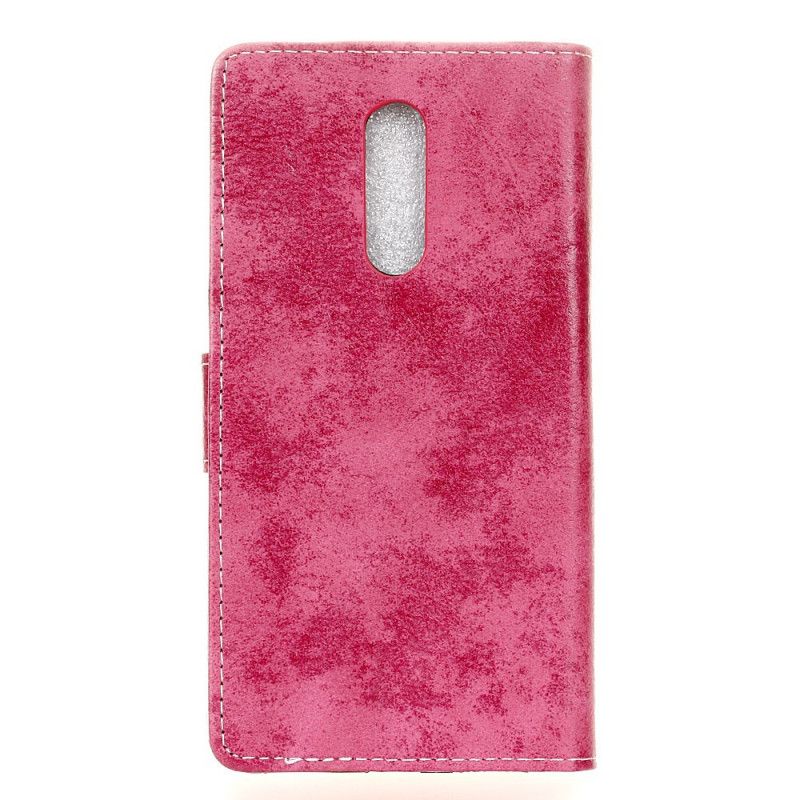 Leren Hoesje voor Alcatel 3 (2019) Magenta Grijs Vintage Leereffect