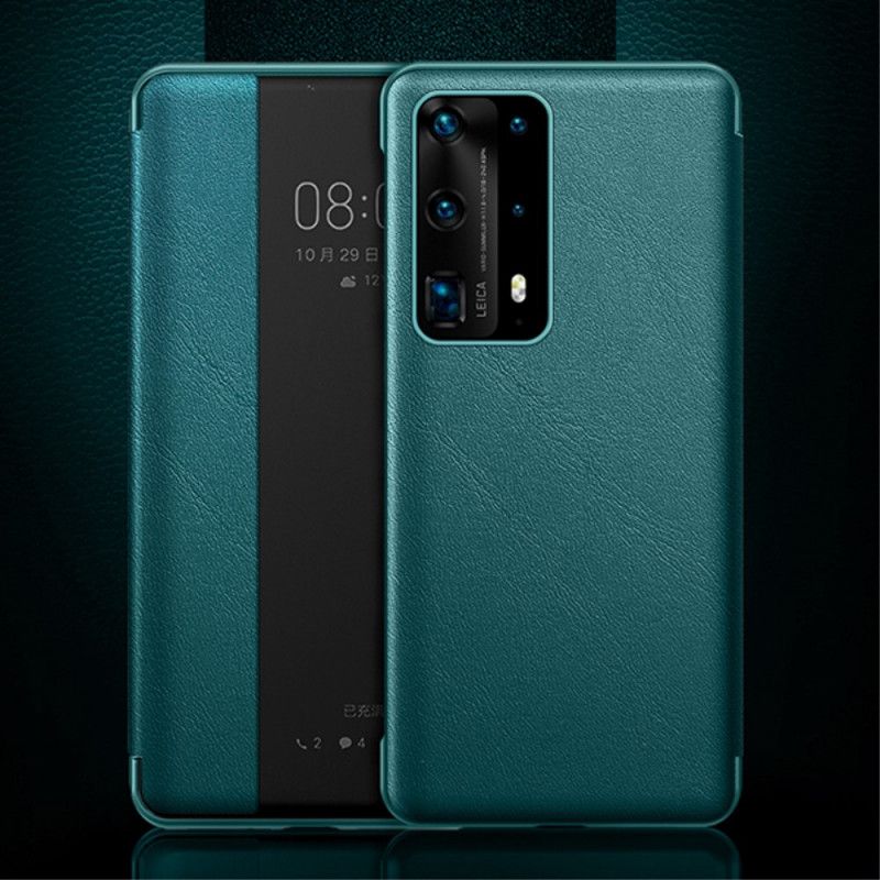 Bekijk Omslag Huawei P40 Zwart Leereffect