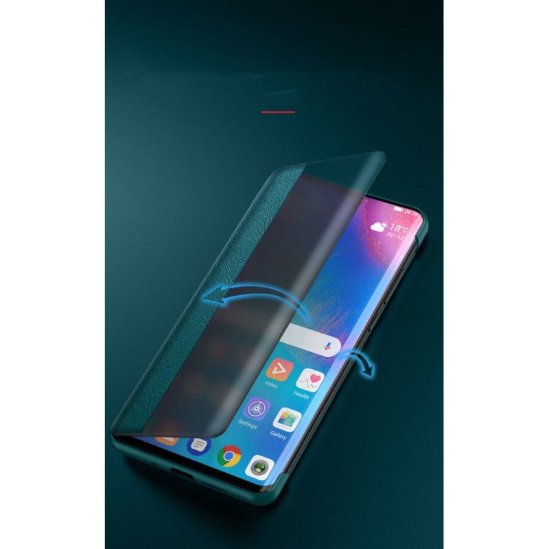 Bekijk Omslag Huawei P40 Zwart Leereffect