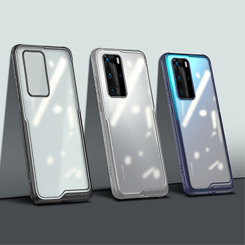 Cover Hoesje Huawei P40 Grijs Zwart Telefoonhoesje Hybride Leeu Afgeschuinde Randen