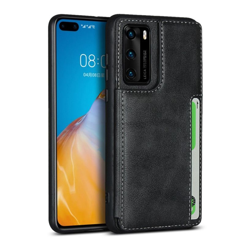 Cover Hoesje Huawei P40 Grijs Zwart Telefoonhoesje Kaarthoudersteun En Lanyard