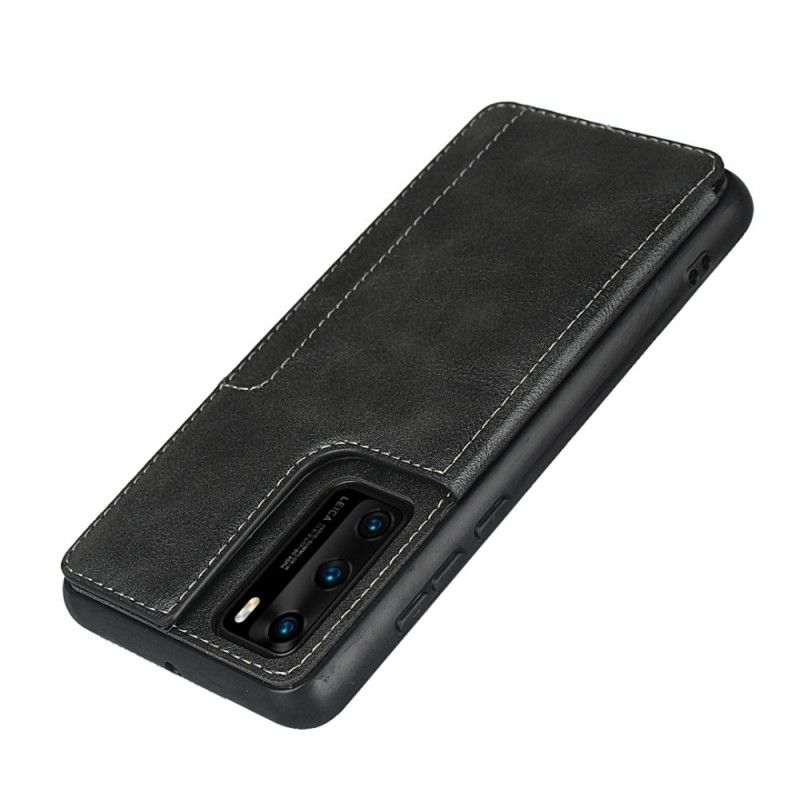 Cover Hoesje Huawei P40 Grijs Zwart Telefoonhoesje Kaarthoudersteun En Lanyard