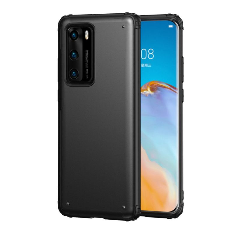 Cover Hoesje Huawei P40 Grijs Zwart Telefoonhoesje Pantser Met Metaaleffect