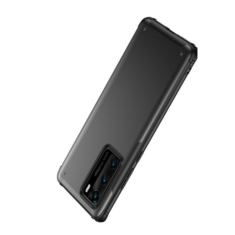 Cover Hoesje Huawei P40 Grijs Zwart Telefoonhoesje Pantser Met Metaaleffect