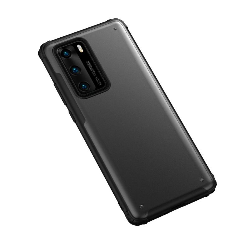 Cover Hoesje Huawei P40 Grijs Zwart Telefoonhoesje Pantser Met Metaaleffect