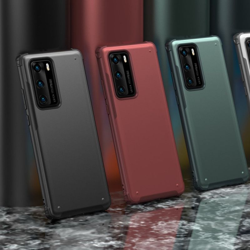 Cover Hoesje Huawei P40 Grijs Zwart Telefoonhoesje Pantser Met Metaaleffect