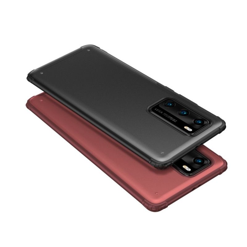 Cover Hoesje Huawei P40 Grijs Zwart Telefoonhoesje Pantser Met Metaaleffect