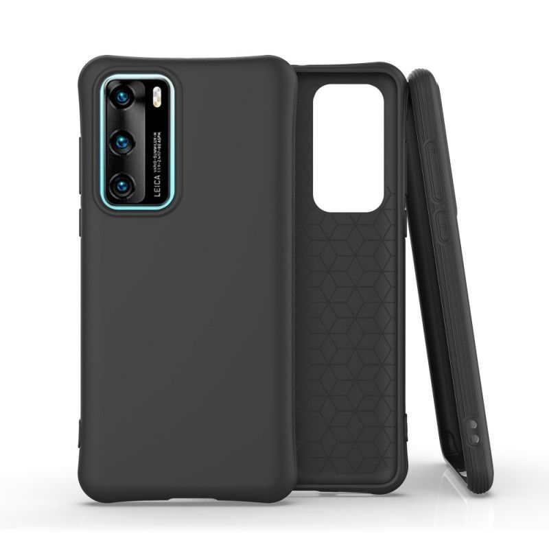 Cover Hoesje Huawei P40 Rood Zwart Telefoonhoesje Flexibele Mat Siliconen