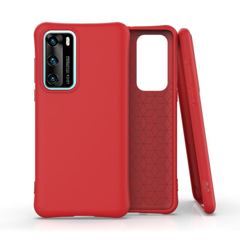 Cover Hoesje Huawei P40 Rood Zwart Telefoonhoesje Flexibele Mat Siliconen