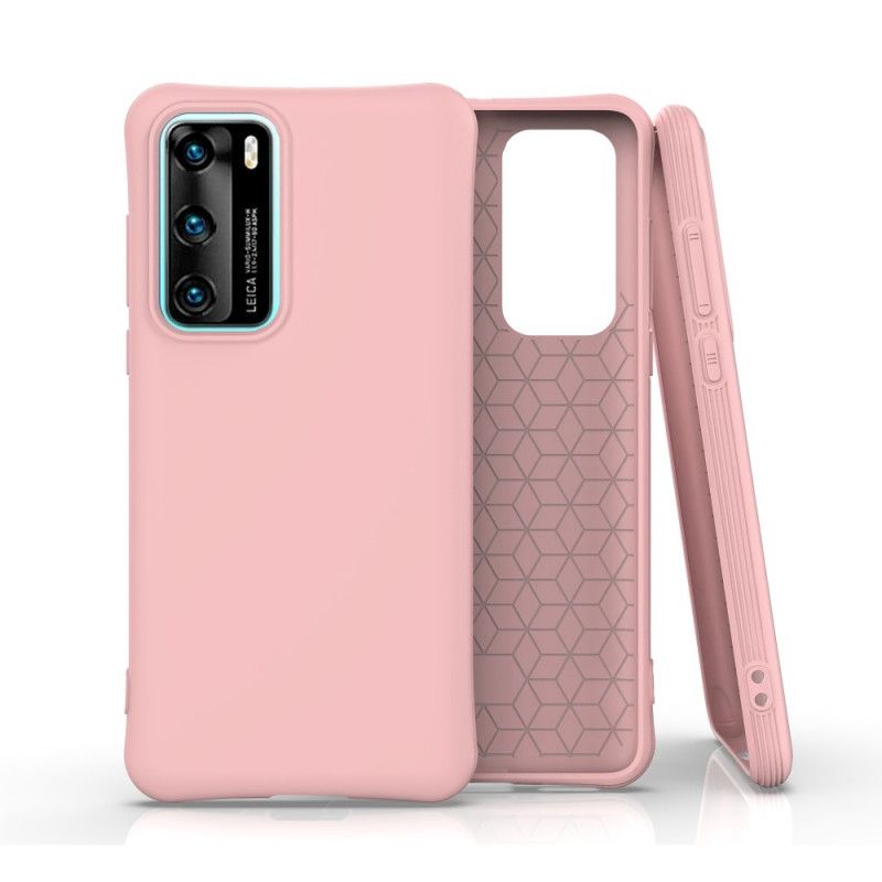 Cover Hoesje Huawei P40 Rood Zwart Telefoonhoesje Flexibele Mat Siliconen