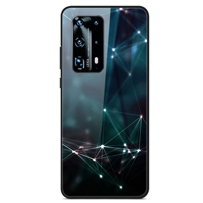 Cover Hoesje Huawei P40 Telefoonhoesje Abstracte Kleuren Van Gehard Glas