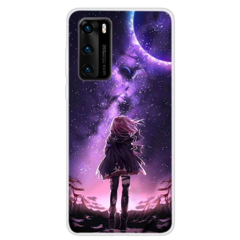 Cover Hoesje Huawei P40 Telefoonhoesje Magische Volle Maan