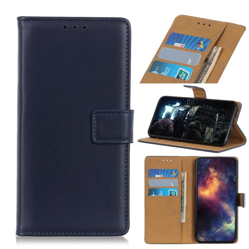 Flip Case Leren Huawei P40 Donkerblauw Zwart Eenvoudig Kunstleer