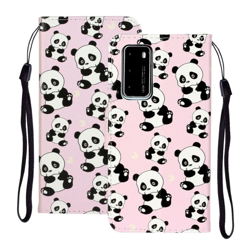 Flip Case Leren Huawei P40 Meerdere Panda'S