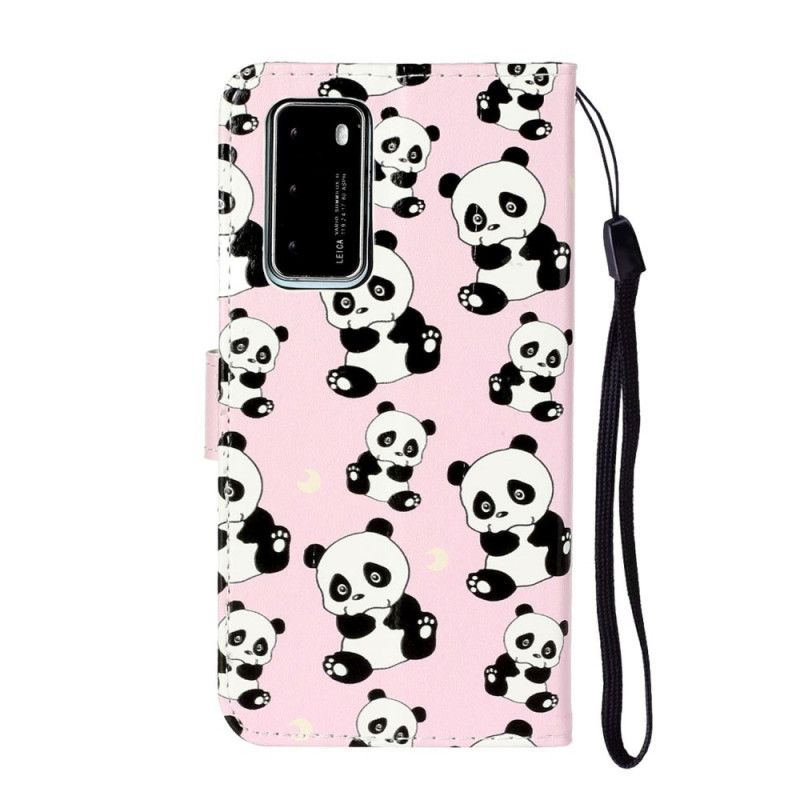 Flip Case Leren Huawei P40 Meerdere Panda'S