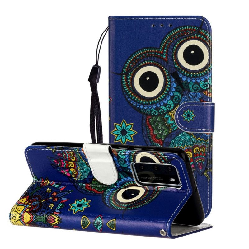 Flip Case Leren Huawei P40 Uil In Mandala