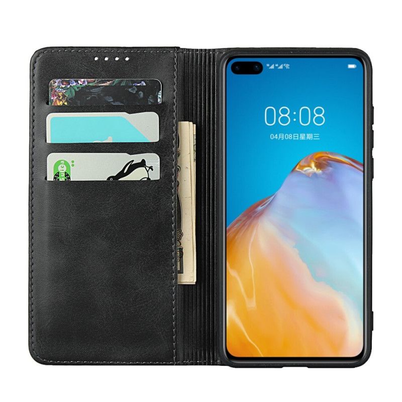 Folio-hoesje Huawei P40 Koffie Zwart Premium Kunstleer Stiksels