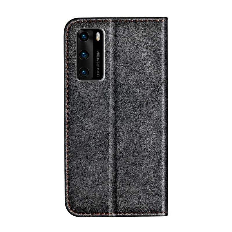 Folio-hoesje Huawei P40 Rood Grijs Tweekleurig Leereffect