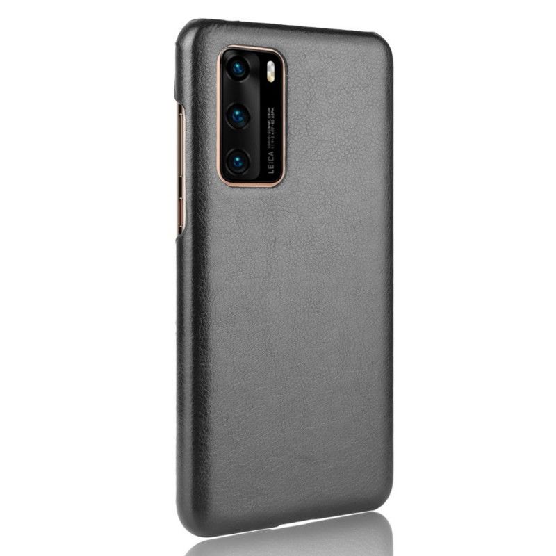 Hoesje Huawei P40 Grijs Zwart Prestatie Lychee Leereffect