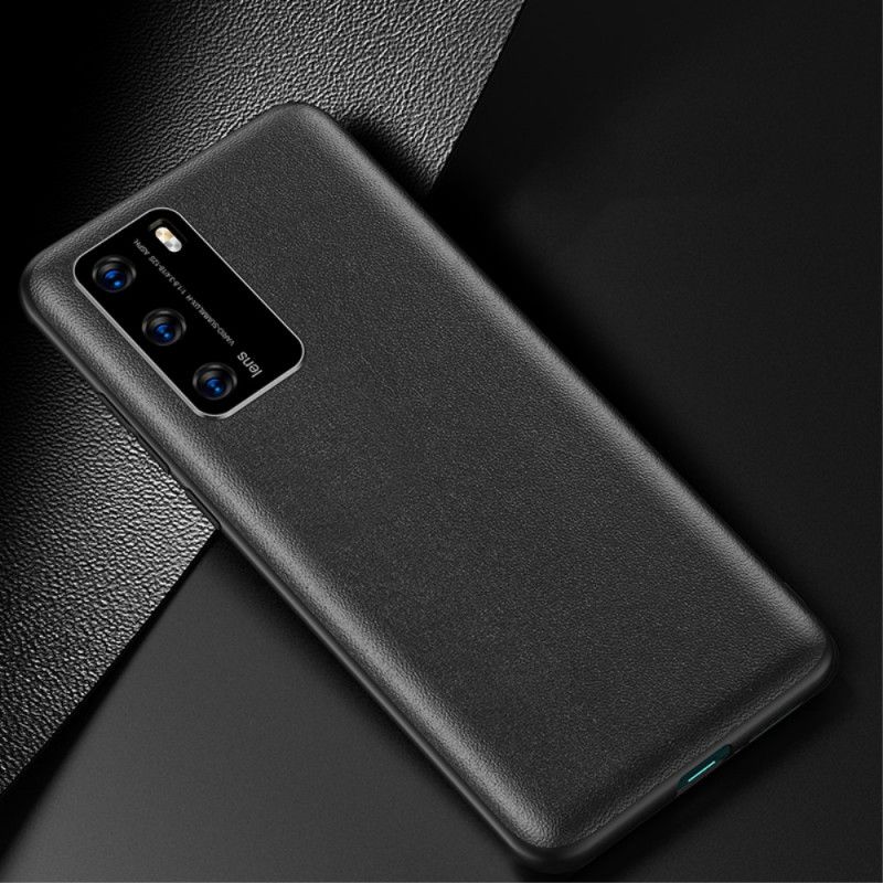 Hoesje Huawei P40 Zwart Kleur Leerstijl