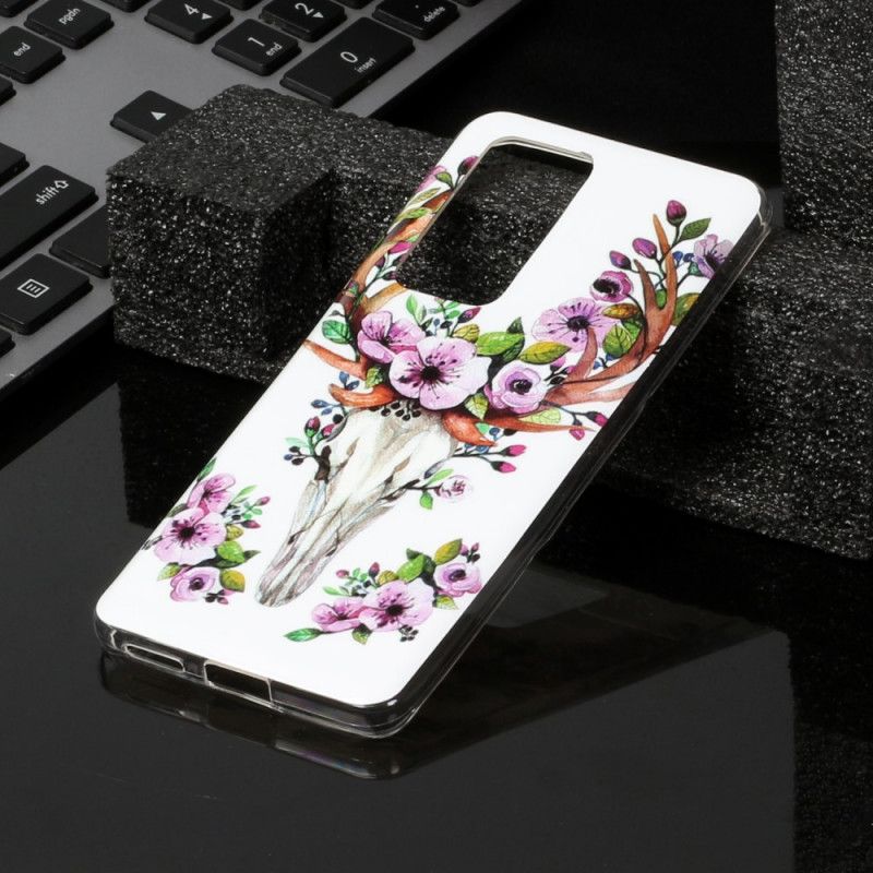 Hoesje voor Huawei P40 Eland Met Fluorescerende Bloemen