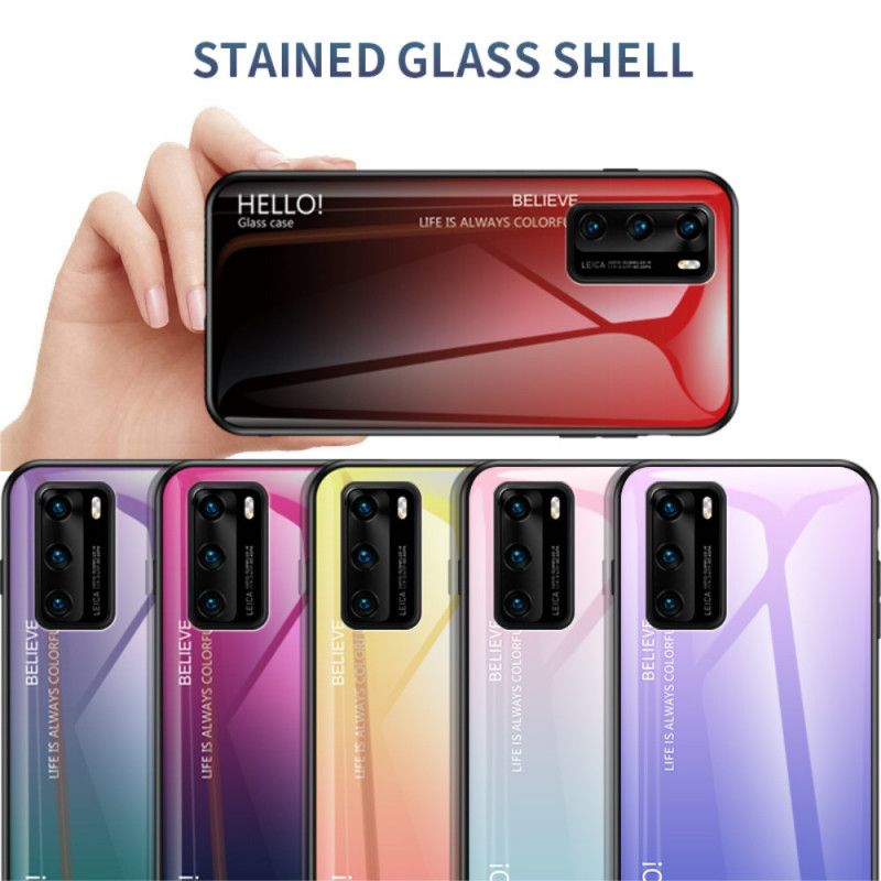 Hoesje voor Huawei P40 Lichtblauw Magenta Hallo Gehard Glas