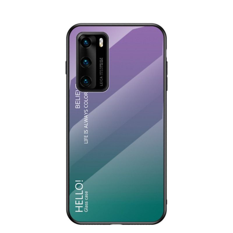 Hoesje voor Huawei P40 Lichtblauw Magenta Hallo Gehard Glas