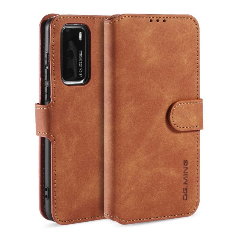 Leren Hoesje Huawei P40 Grijs Zwart Retro Dg.Ming