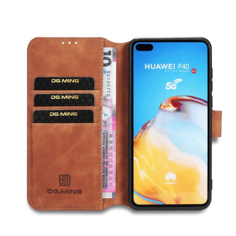 Leren Hoesje Huawei P40 Grijs Zwart Retro Dg.Ming