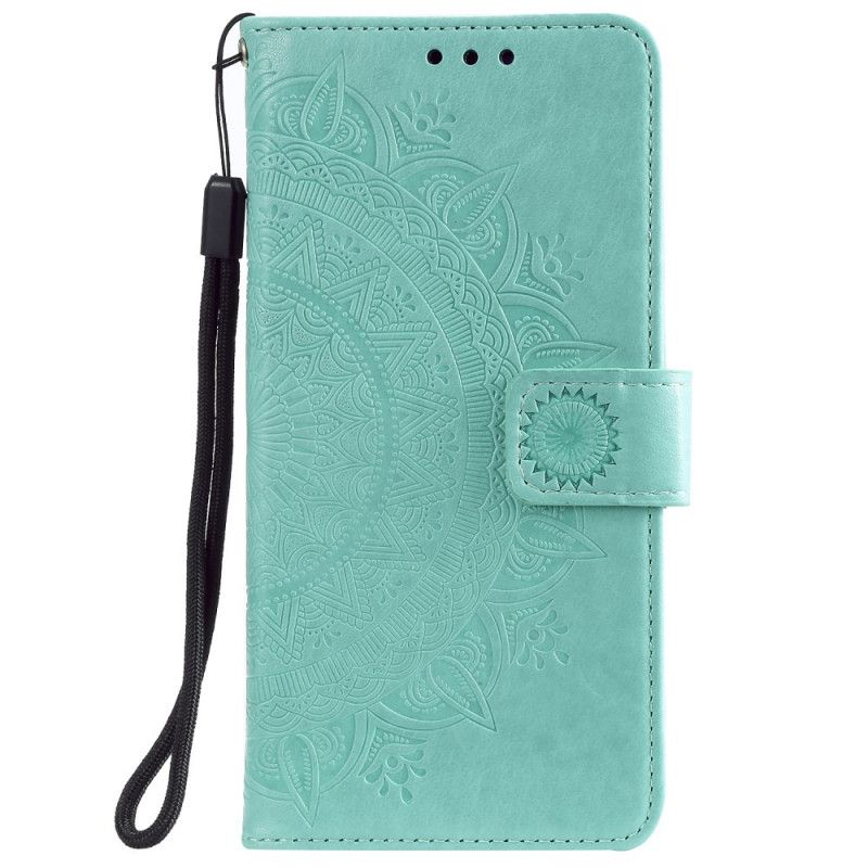 Leren Hoesje Huawei P40 Roségoud Cyaan Telefoonhoesje Zon Mandala