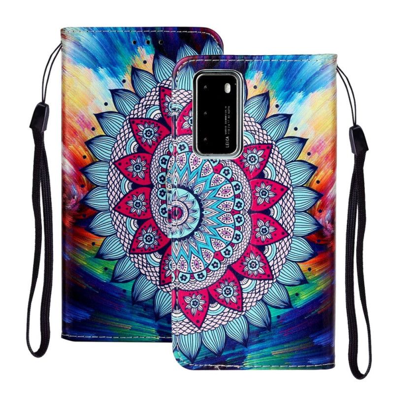 Leren Hoesje Huawei P40 Ultra Kleurrijke Mandala