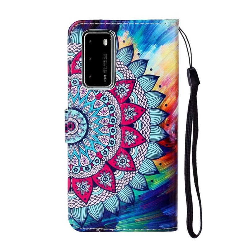 Leren Hoesje Huawei P40 Ultra Kleurrijke Mandala