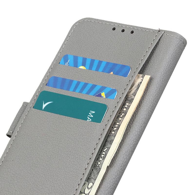 Leren Hoesje voor Huawei P40 Grijs Zwart Retro Imitatieleren Stiksels