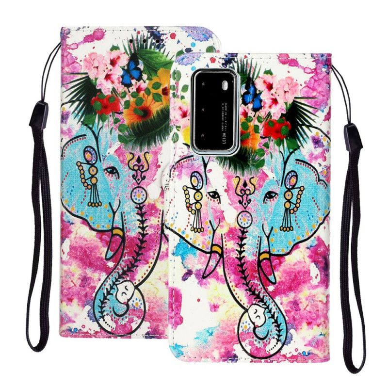 Leren Hoesje voor Huawei P40 Olifanten Schilderij