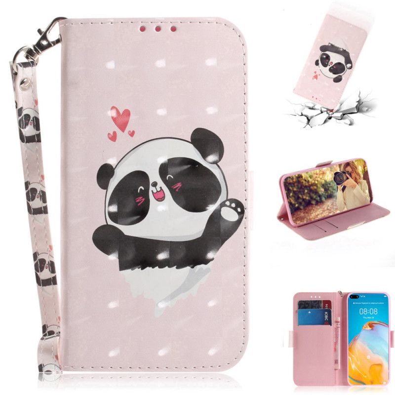 Leren Hoesje voor Huawei P40 Panda Love Met String