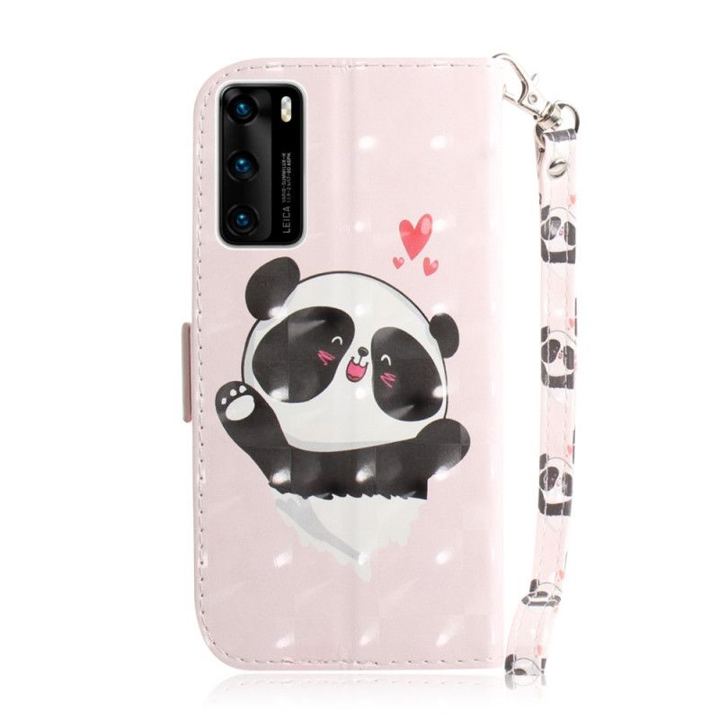 Leren Hoesje voor Huawei P40 Panda Love Met String