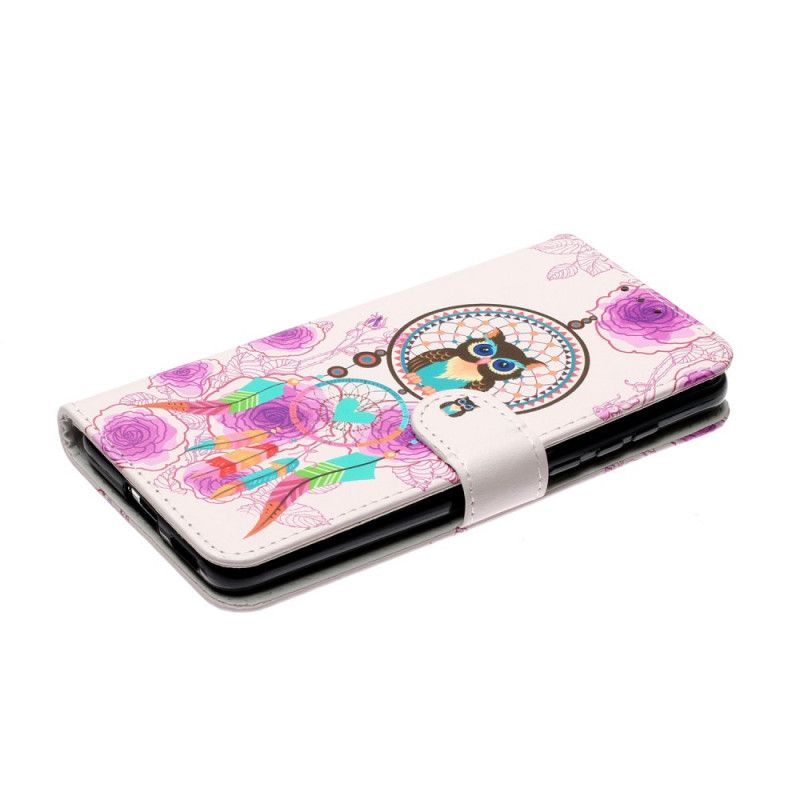 Leren Hoesje voor Huawei P40 Uilendromenvanger Met Bloemen