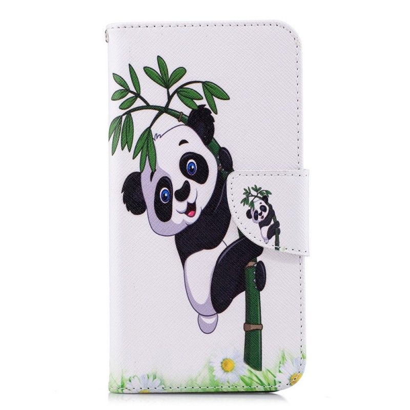 Cover Folio-hoesje Huawei P20 Lite Telefoonhoesje Panda Op Bamboe