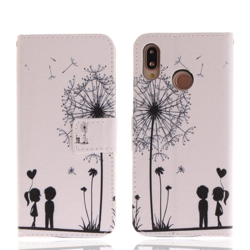 Flip Case Leren Huawei P20 Lite Liefde Paardenbloem