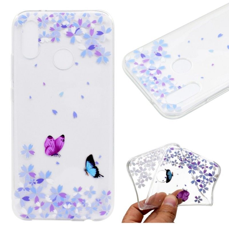 Hoesje voor Huawei P20 Lite Transparante Vlinders En Bloemen