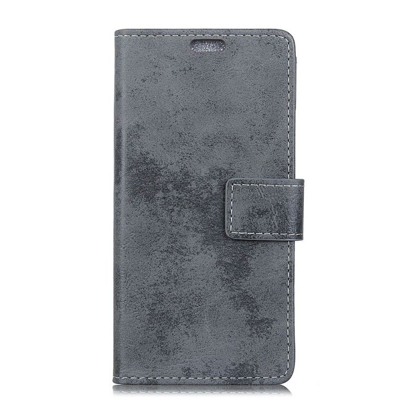 Leren Hoesje Huawei P20 Lite Grijs Telefoonhoesje Vintage Leereffect