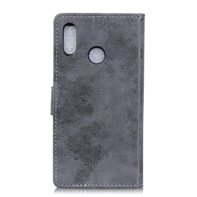 Leren Hoesje Huawei P20 Lite Grijs Telefoonhoesje Vintage Leereffect