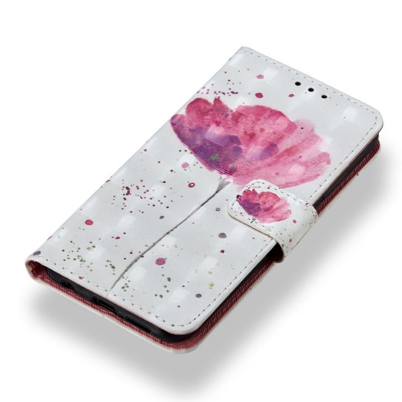 Leren Hoesje Huawei P20 Lite Telefoonhoesje 3D Aquarel Klaproos