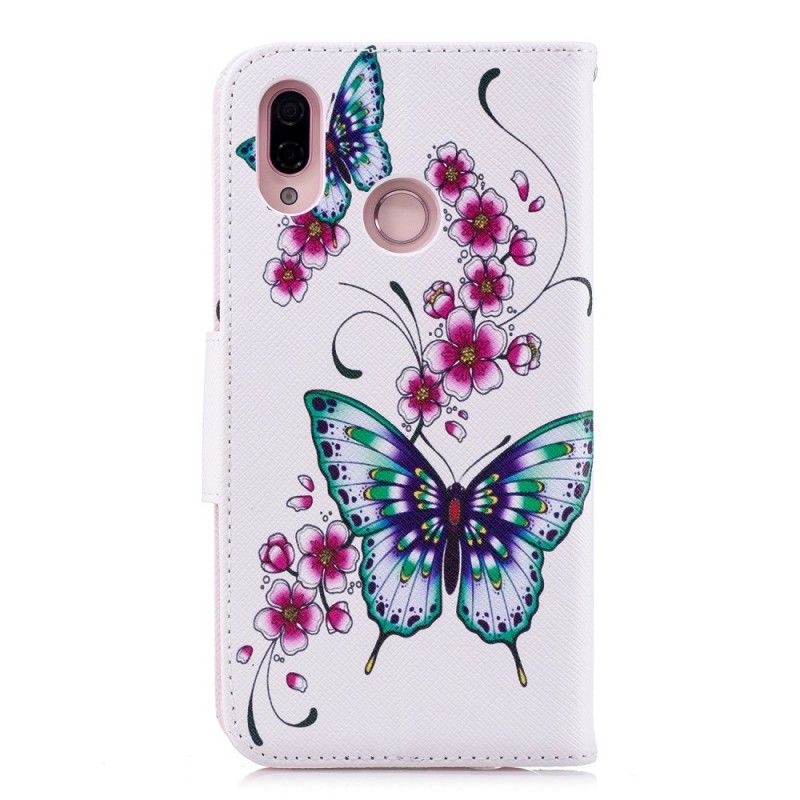 Leren Hoesje Huawei P20 Lite Telefoonhoesje Prachtige Vlinders