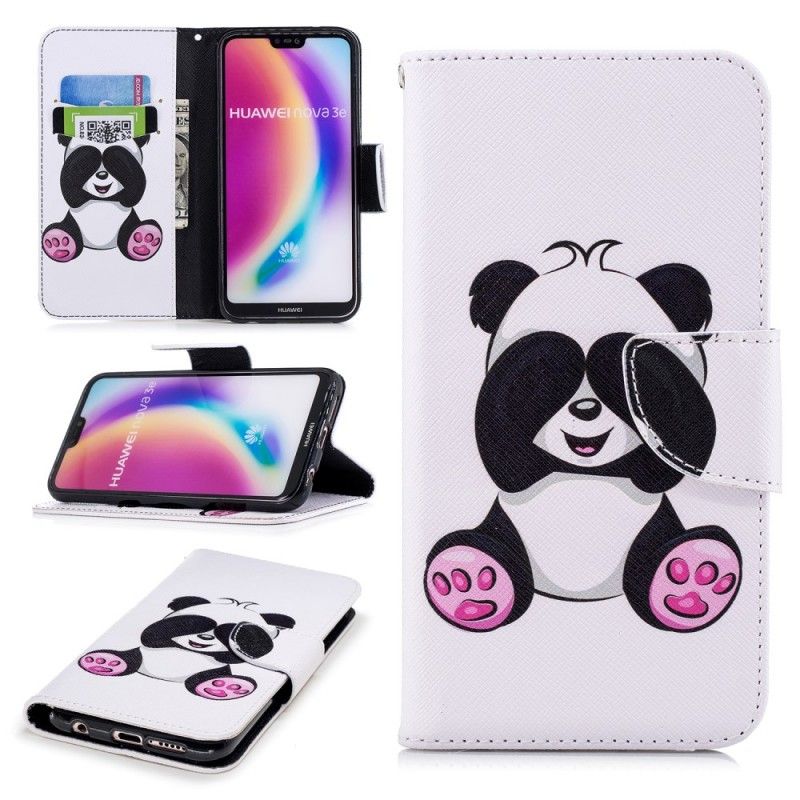 Leren Hoesje voor Huawei P20 Lite Leuke Panda