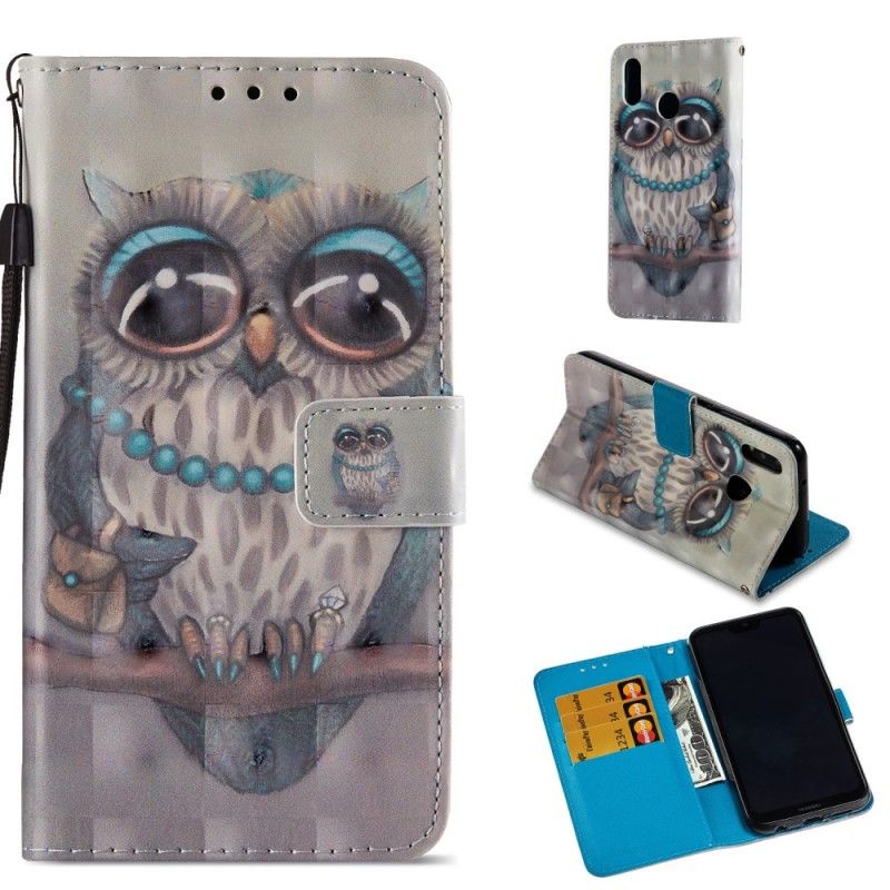 Leren Hoesje voor Huawei P20 Lite Miss Uil 3D