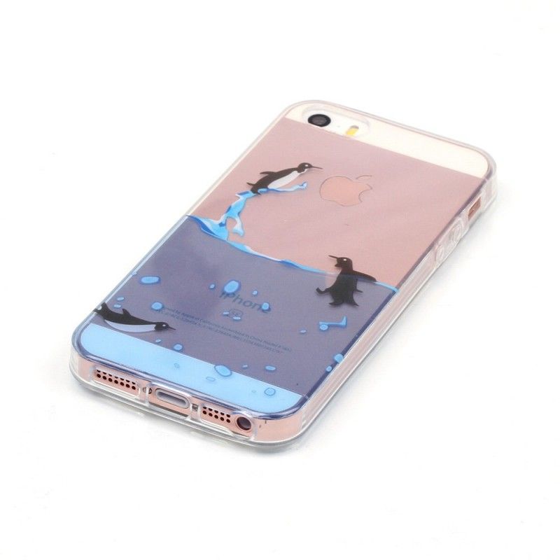 Case Hoesje iPhone 5 / 5S / SE Telefoonhoesje Transparant Spel Van Pinguïns