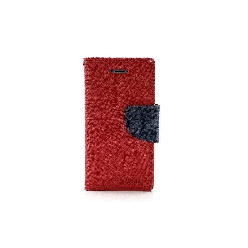 Leren Hoesje iPhone 5 / 5S / SE Rood Zwart Telefoonhoesje Tweekleurig Kwik